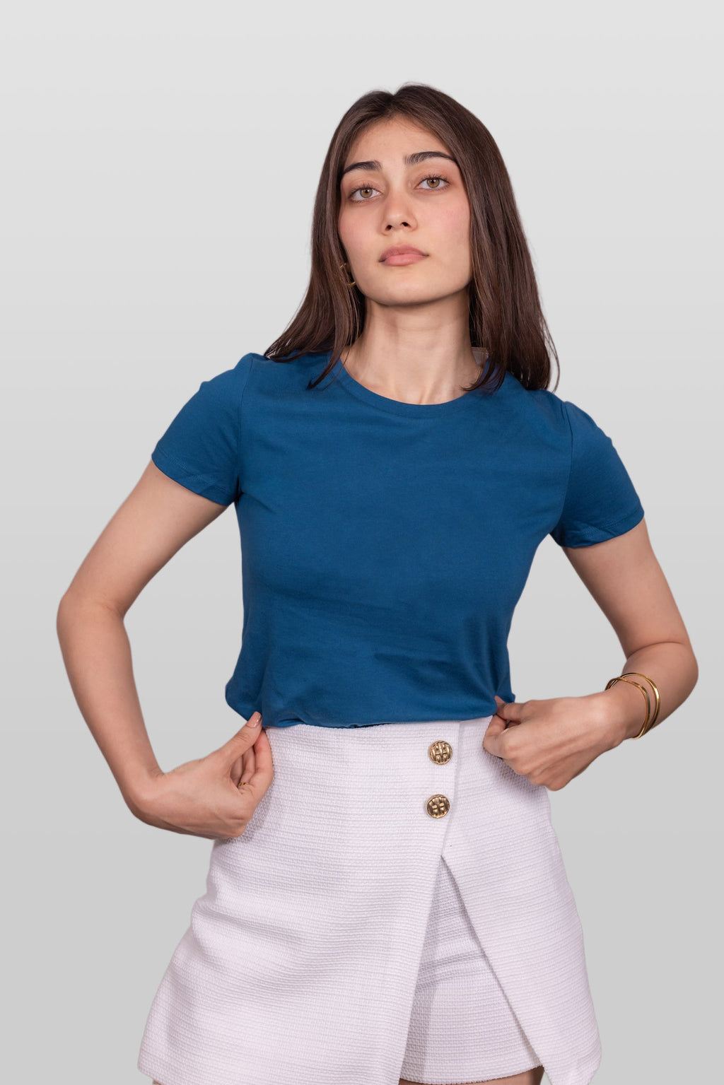 White Textured Wrap Mini Skirt