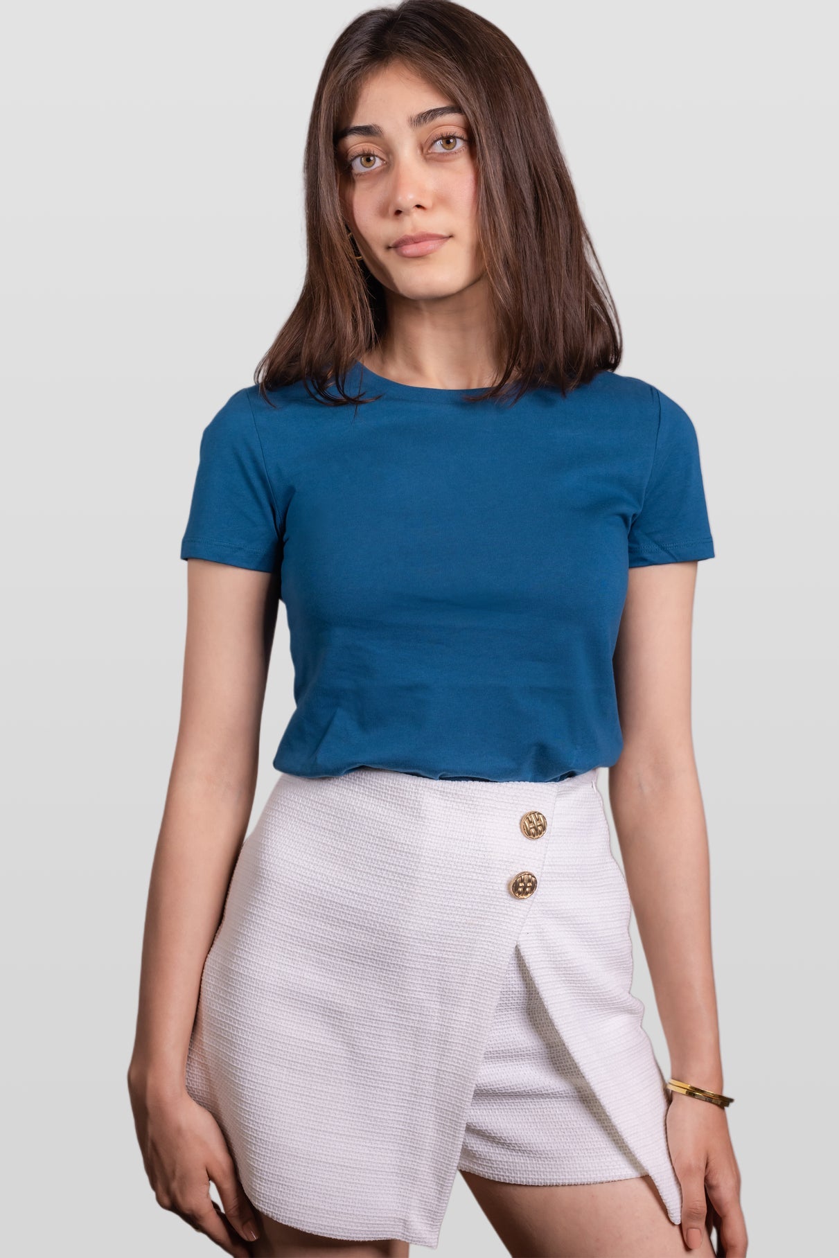 White Textured Wrap Mini Skirt