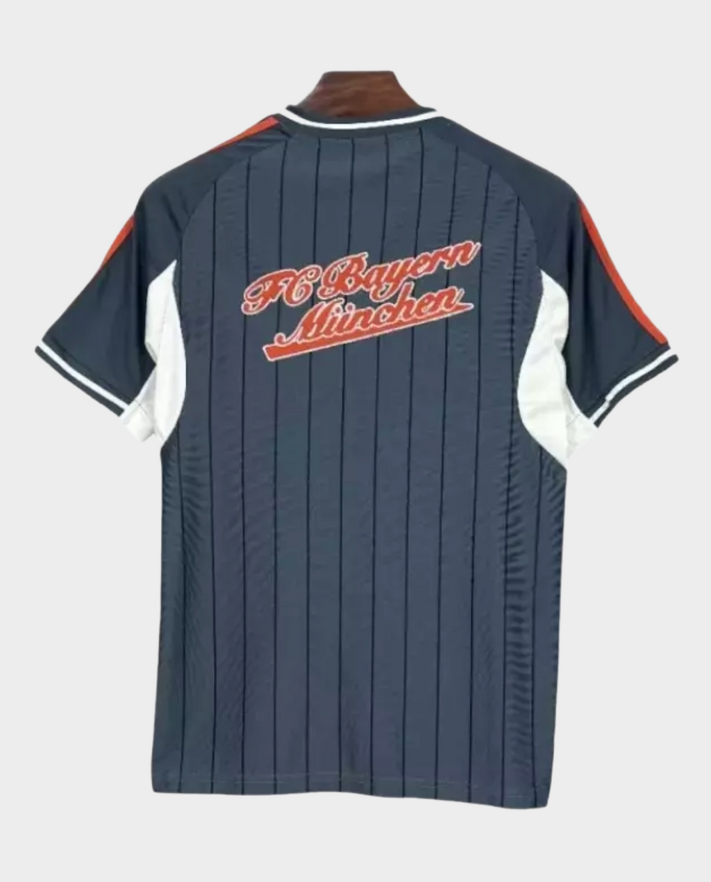 Hoop Store light blue jersey back view with white and pink sleeve trim Bayern Munich special edition shirt 2025