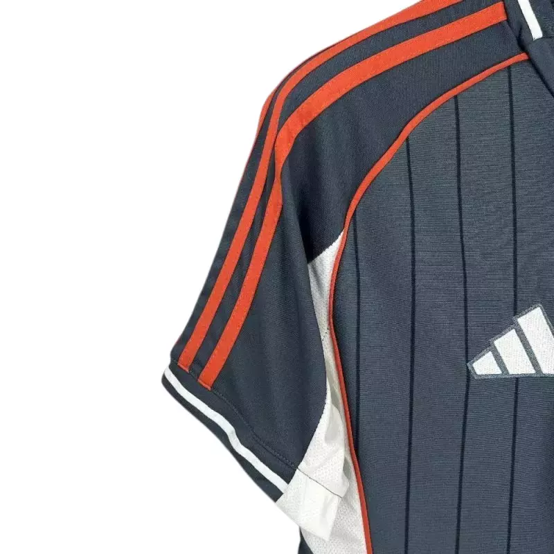 Hoop Store Bayern Munich special edition shirt 2025 dark navy jersey with red shoulder stripes and Adidas logo