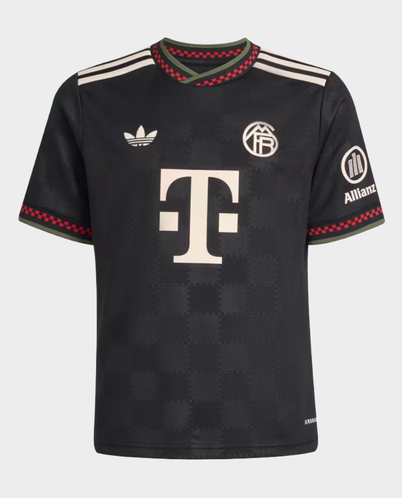 Hoop Store Bayern Munich third jersey 2025-26 black short sleeve with cream logos and red green trim