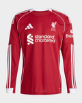 Hoop Store Liverpool home jersey 2025-26 full sleeves red long sleeve football shirt with white logos