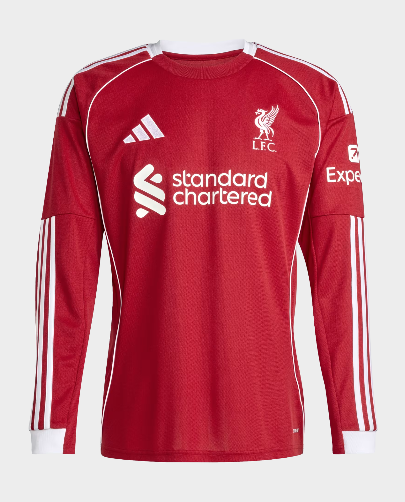 Hoop Store Liverpool home jersey 2025-26 full sleeves red long sleeve football shirt with white logos