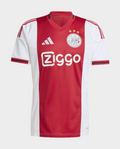 Ajax home jersey 2025-26 player version in red and white with Ziggo logo and team emblem