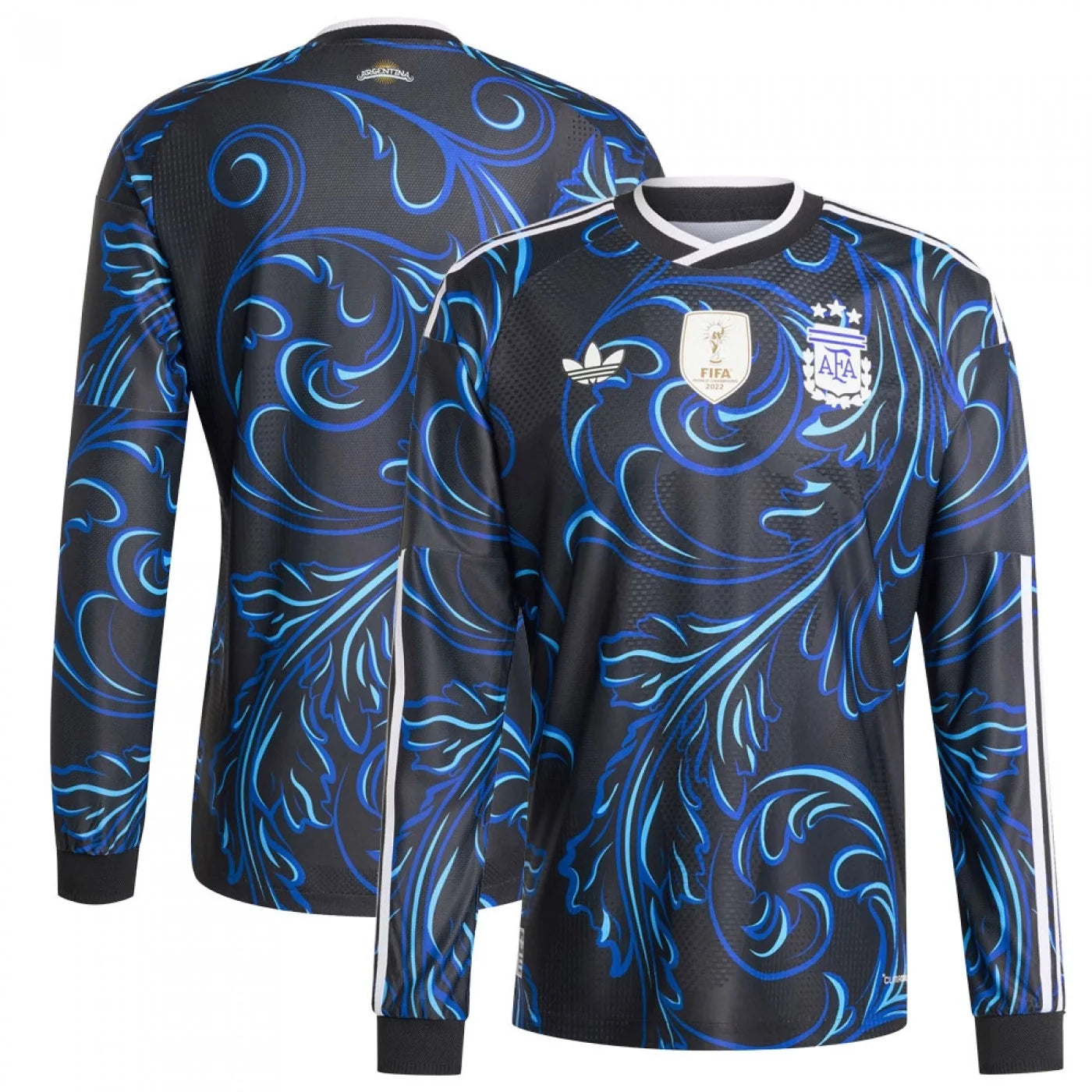 Argentina Away Full Sleeves FIFA WC Jersey 2026 featuring a stylish blue floral design