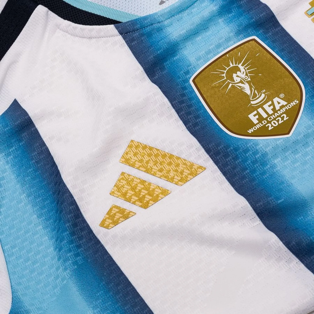 Argentina Home Full Sleeves FIFA WC Jersey featuring the FIFA World Champions logo