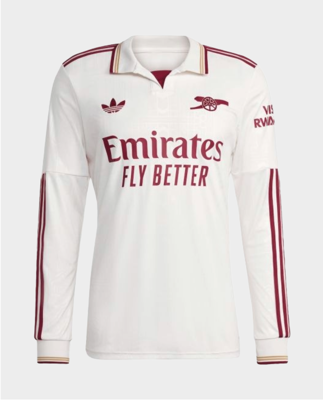Arsenal third jersey 2025-26 player version in white with red accents and long sleeves