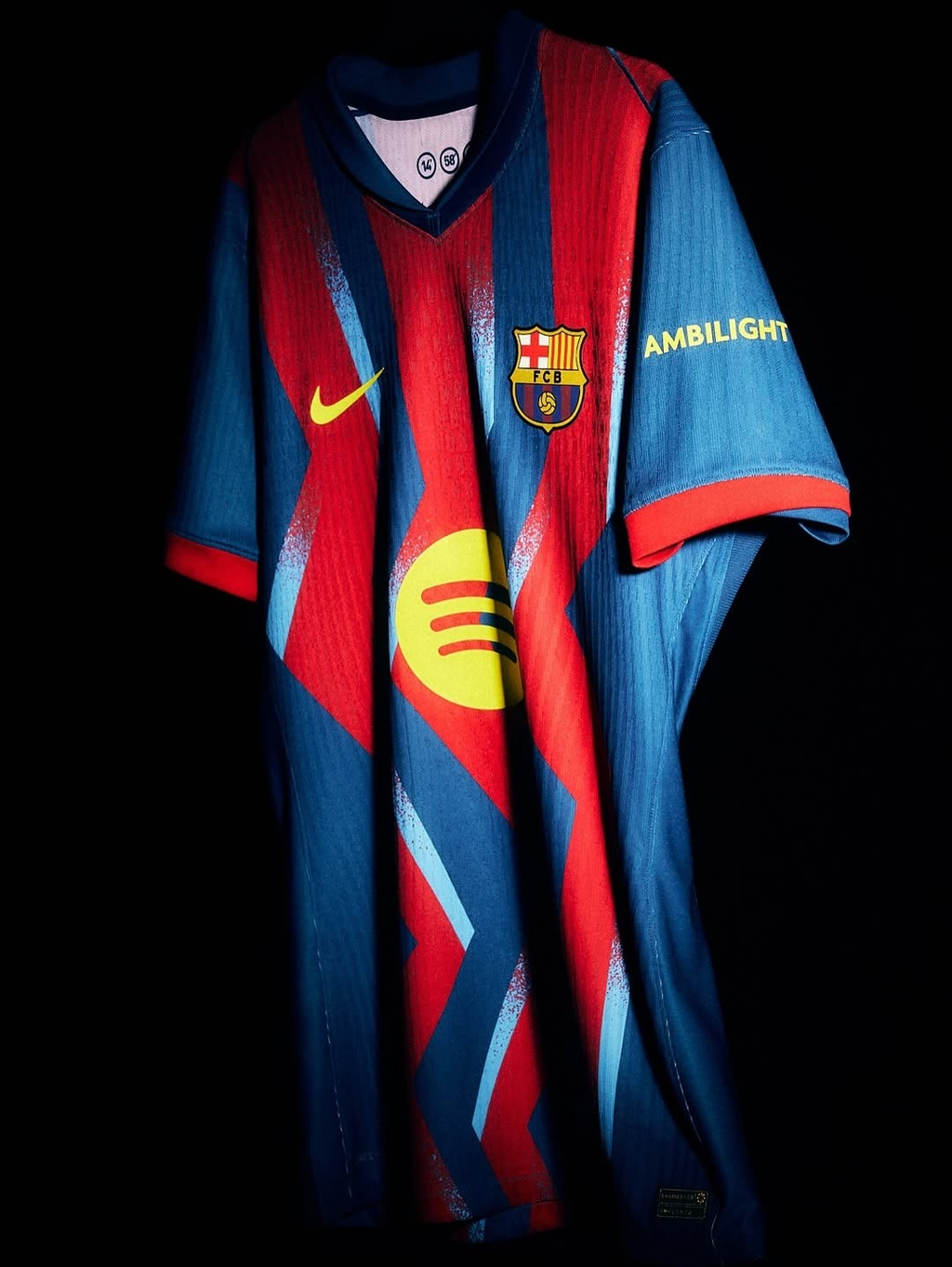 Barcelona Fourth Jersey 2025-26 Player Version in vibrant blue and red with unique design elements