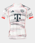 Bayern Munich 2025-26 away jersey player featuring a unique design and team logo