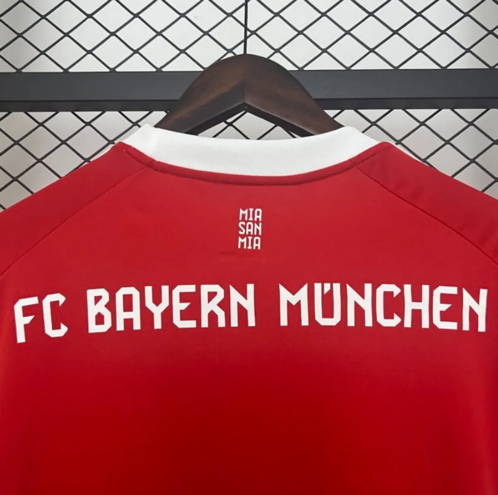 Bayern Munich 2025-26 home jersey featuring bold FC Bayern MÃ¼nchen lettering on the back