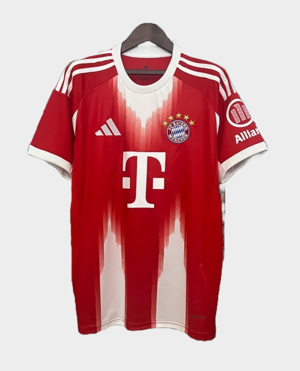 Bayern Munich 2025-26 home jersey featuring a bold red design and an iconic team logo