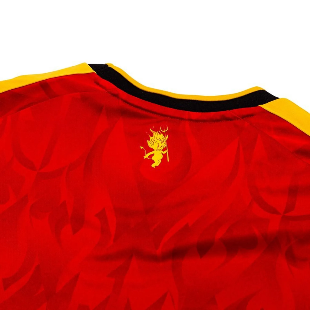 Belgium FIFA 2026 home jersey featuring a vibrant red design and yellow accents