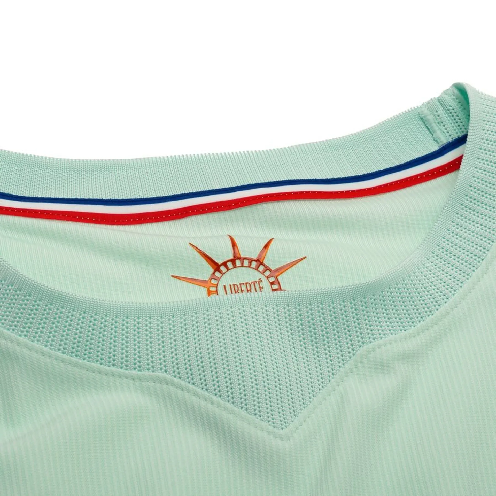 France Away FIFA World Cup Jersey 2026 featuring a stylish neck design in mint green