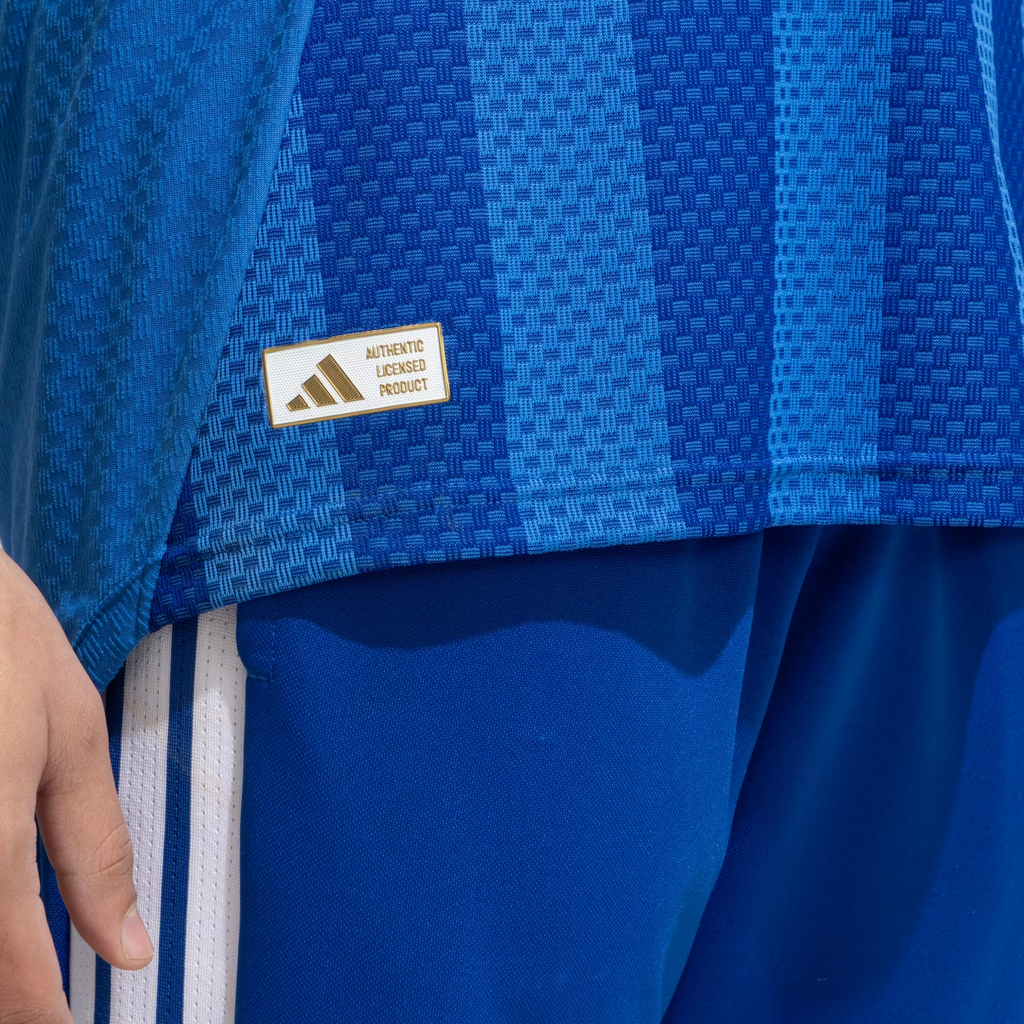 Close-up of Hoop Store India T20 World Cup jersey 2026 with authentic licensed product tag