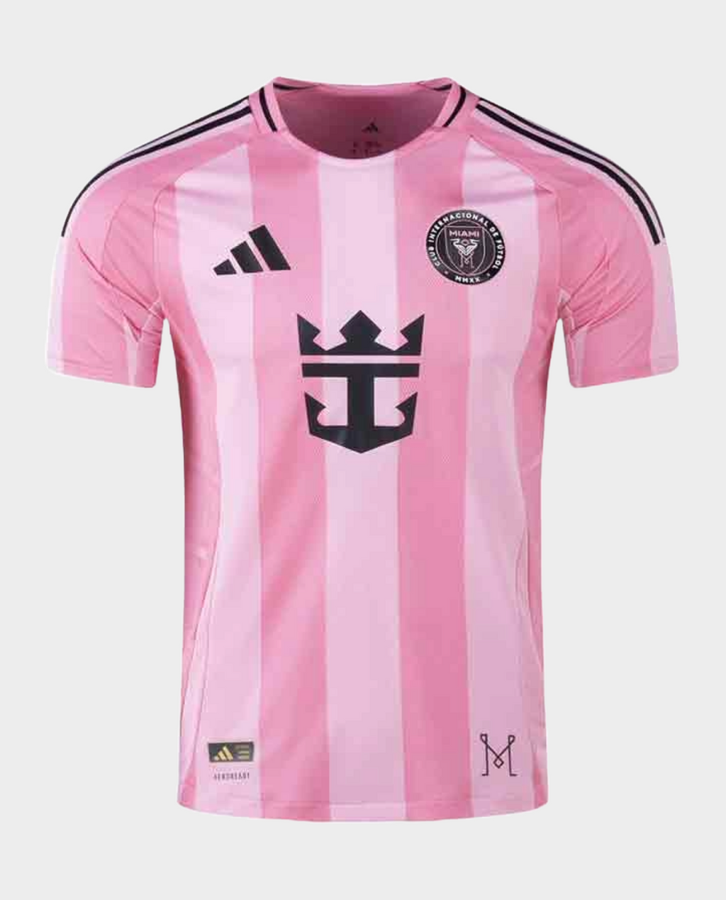 Inter Miami 2025-26 home jersey in pink with black accents and club logo