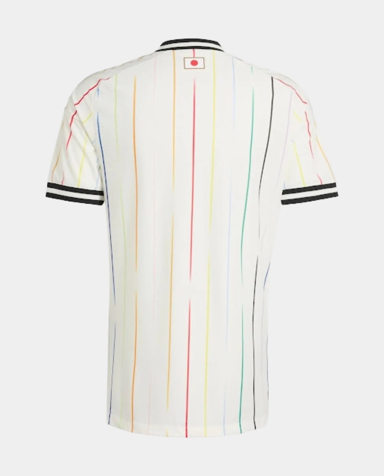 Back view of Japan Away FIFA WC Jersey 2026 featuring colorful striped design and black accents