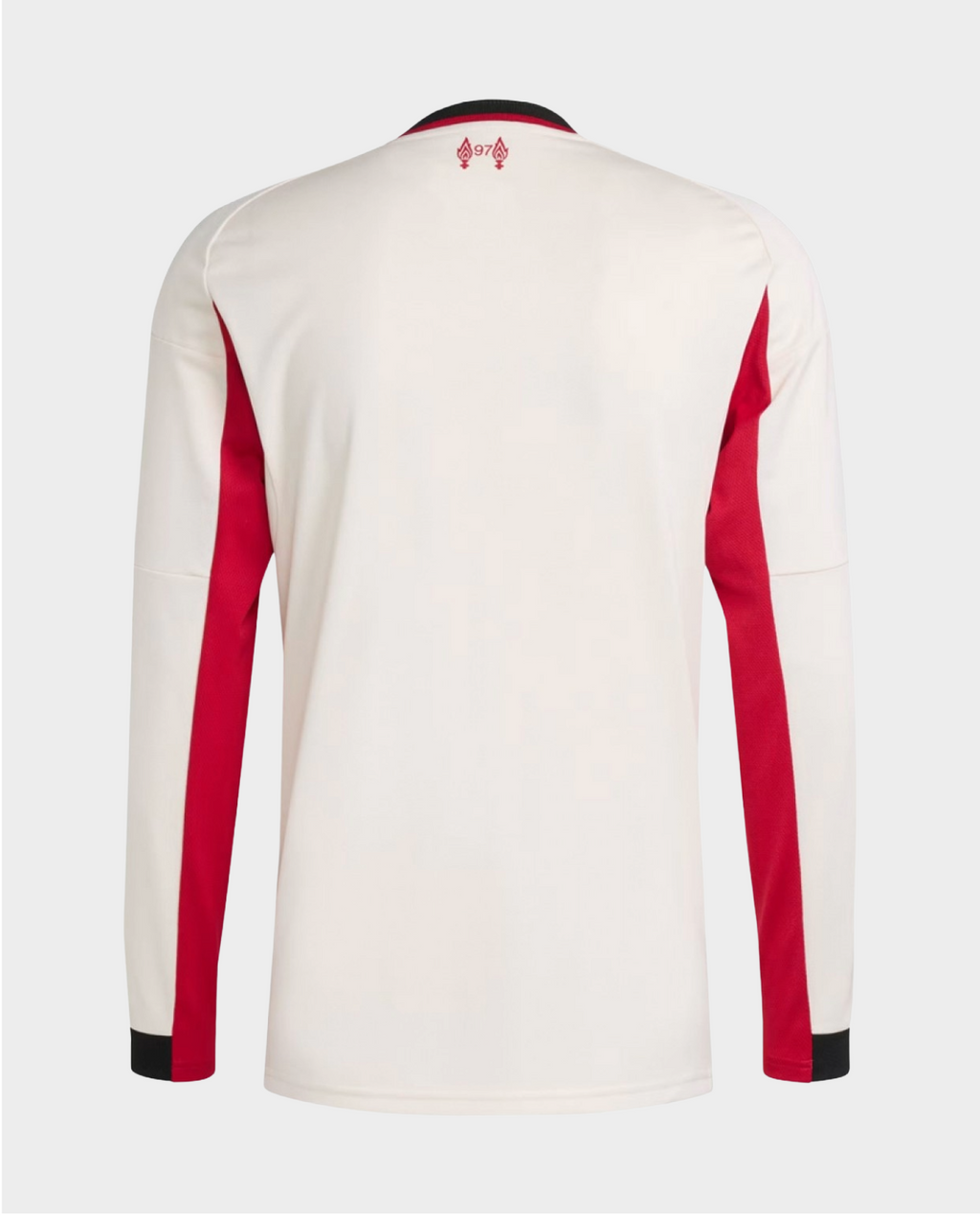 Liverpool away jersey 2025-26 full sleeve in cream with red accents and a sleek design