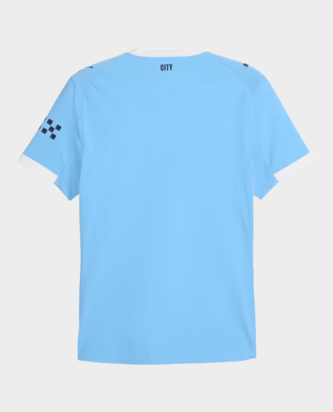Manchester City 2025-26 Home Jersey featuring a light blue design and minimalist back detail
