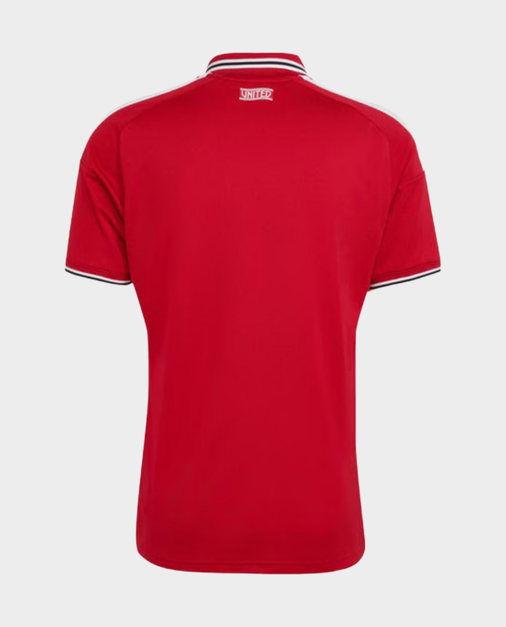 Back view of the Manchester United Home Jersey 2026-27 in vibrant red with classic collar design