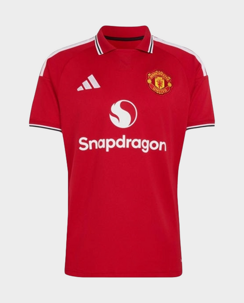 Manchester United Home Jersey 2026-27 in red featuring Adidas logo and Snapdragon branding