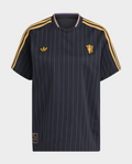 Hoop Store Manchester United Terrace Icon jersey 2025-26 in navy with gold stripes and logo
