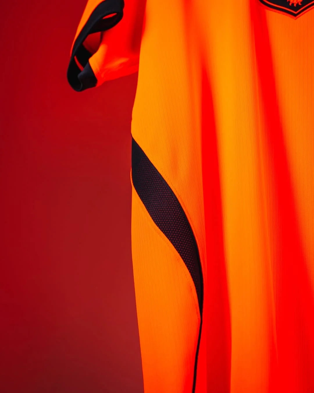 Close-up of Netherlands Home FIFA World Cup Jersey 2026 featuring vibrant orange color and sleek design