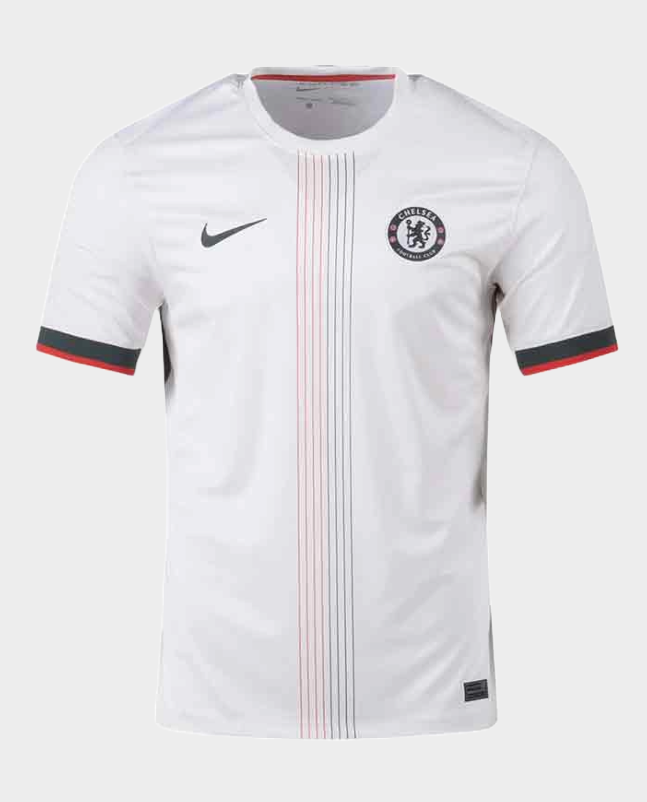 Hoop Store Chelsea away jersey 2025-26 in white with black and red details and Nike logo
