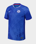Chelsea home jersey 2025-26 by Hoop Store featuring a blue geometric design and Nike branding