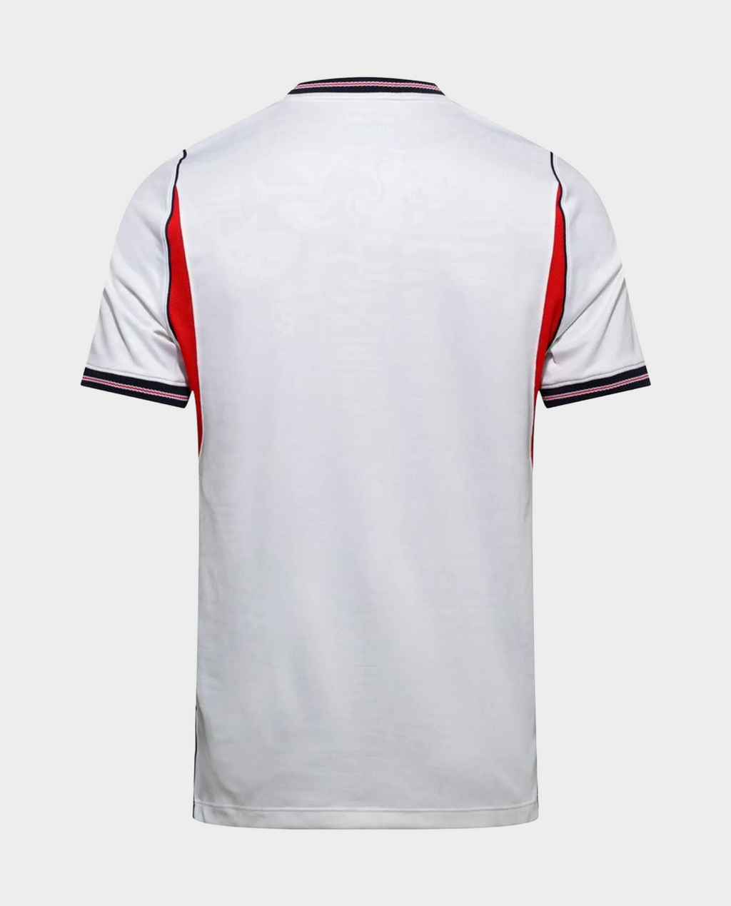 Back view of the England Home FIFA World Cup Jersey 2026 in white with red and blue accents