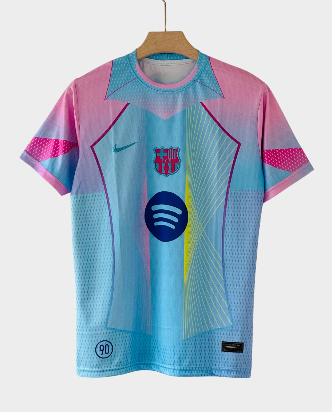 Hoop Store FC Barcelona Blue Edition Jersey 2025-26 pink and blue gradient short sleeve kit with Spotify logo