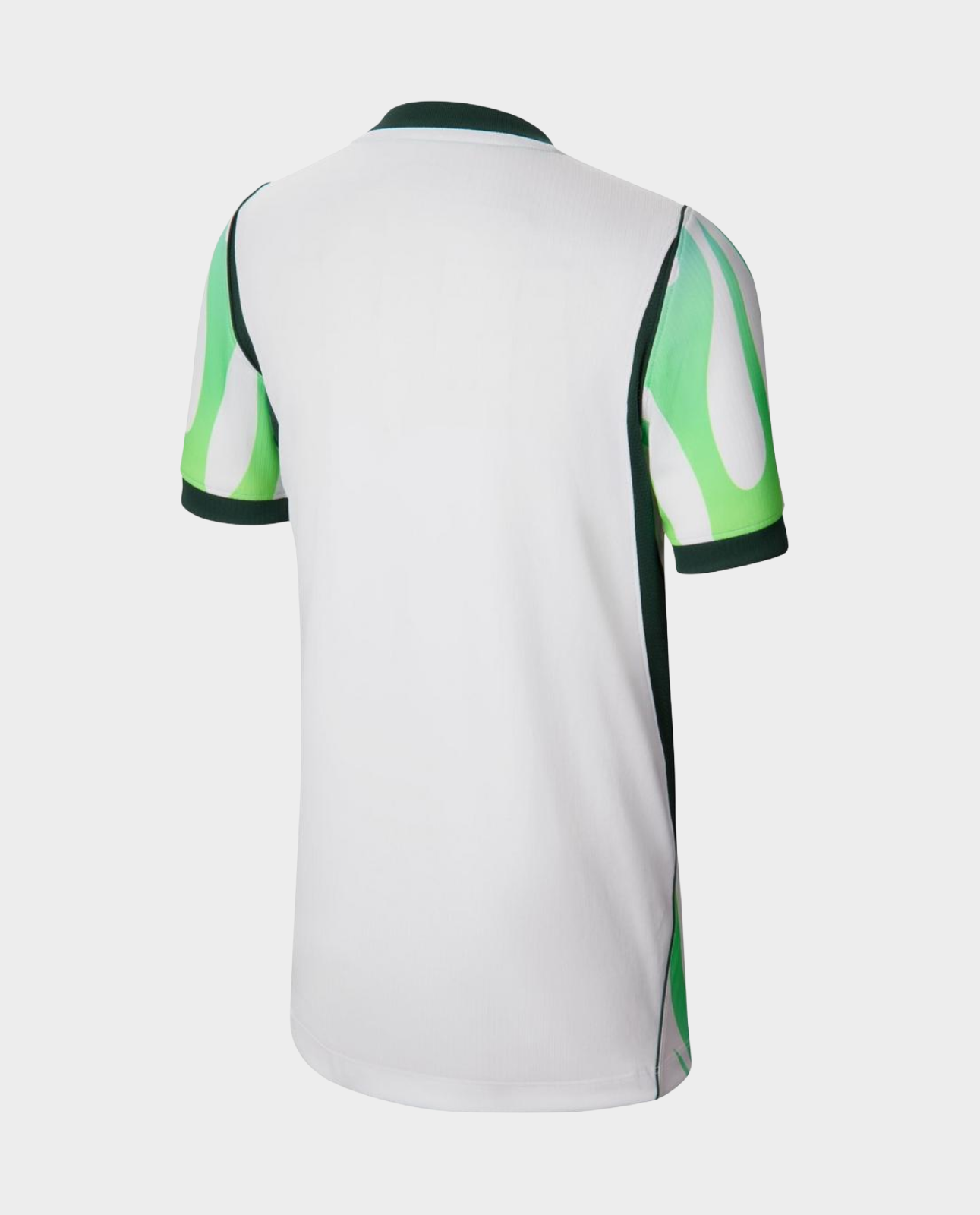 Back view of the Nigeria Away Jersey 2026-27 featuring a vibrant green design and breathable fabric