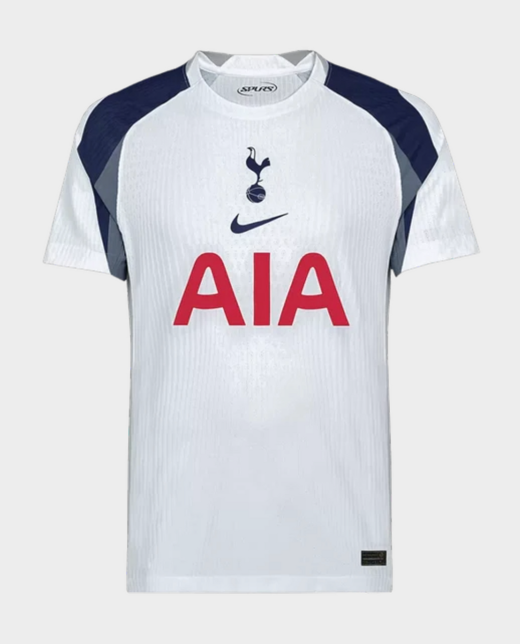 Hoop Store Tottenham Hotspur 2025 home jersey white Nike shirt with navy shoulder panels and red AIA sponsor logo