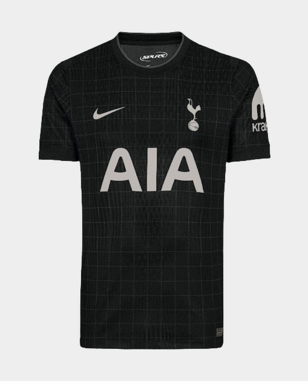 Hoop Store Tottenham Hotspur away jersey 2025-26 black grid pattern Nike AIA sponsor club crest