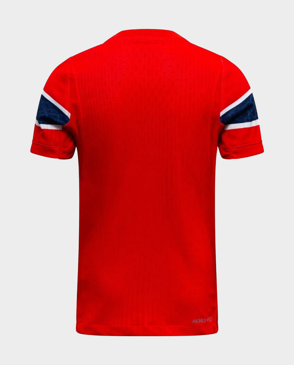 Back view of the Norway Home FIFA World Cup Jersey 2026 in vibrant red with stylish detailing