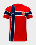 Norway Home FIFA World Cup Jersey 2026 featuring a red design with blue accents and the Norwegian flag emblem