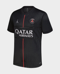 PSG fourth jersey 2025-26 player version in black with red detailing and Qatar Airways logo
