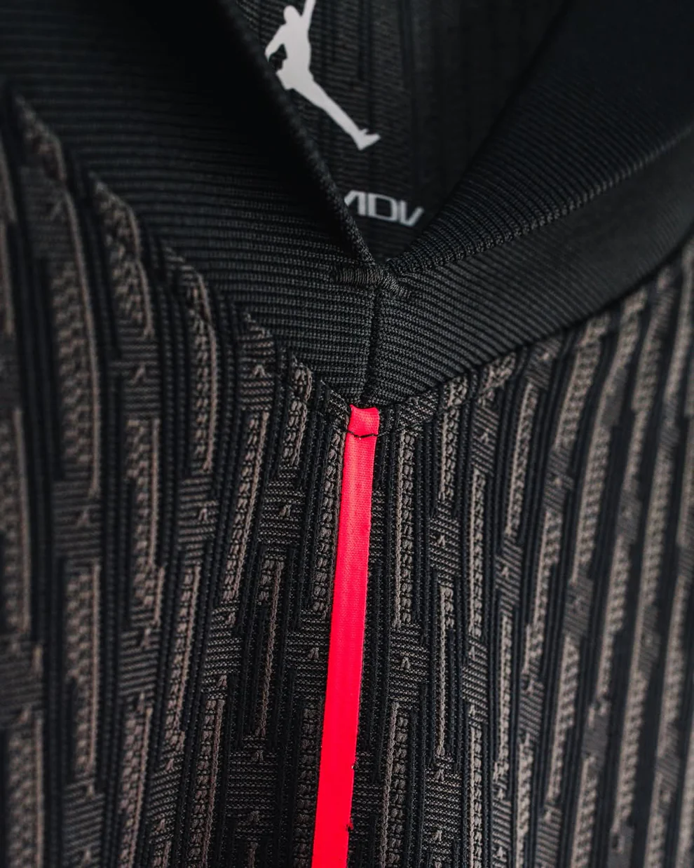 Close-up of PSG fourth jersey 2025-26 player version featuring a textured design and vibrant red accents