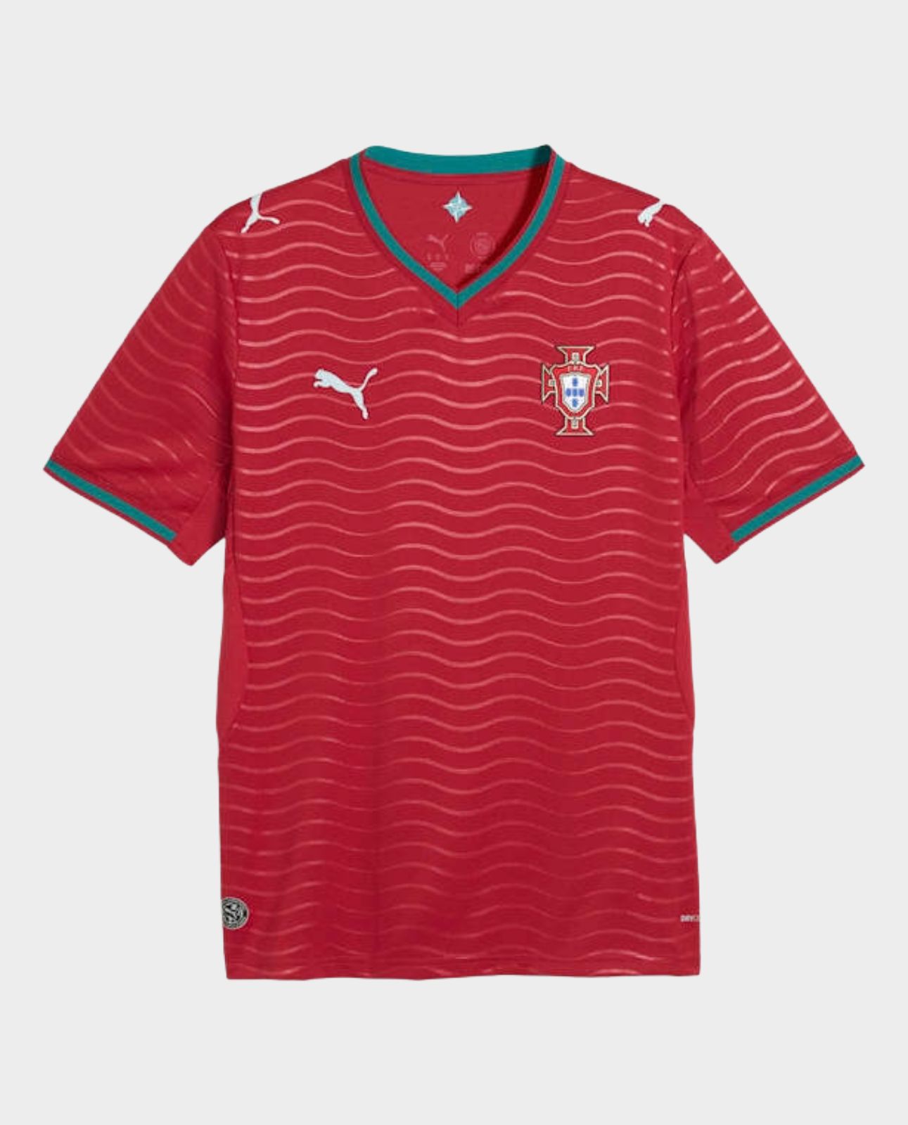 Portugal 2026 FIFA World Cup jersey in red with wave design and Puma logo for fans