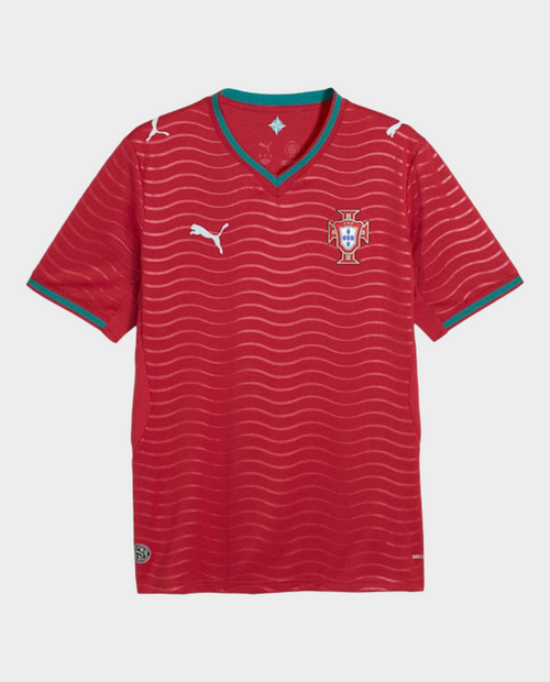 Portugal 2026 FIFA World Cup jersey in red with wave design and Puma logo for fans