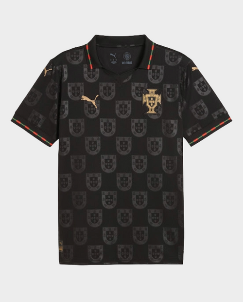 Portugal Panther Negra SE jersey by Hoop Store featuring a sleek black design and gold accents