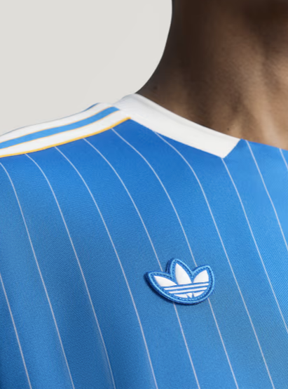 Hoop Store Real Madrid terrace icon player version jersey featuring blue and white striped design