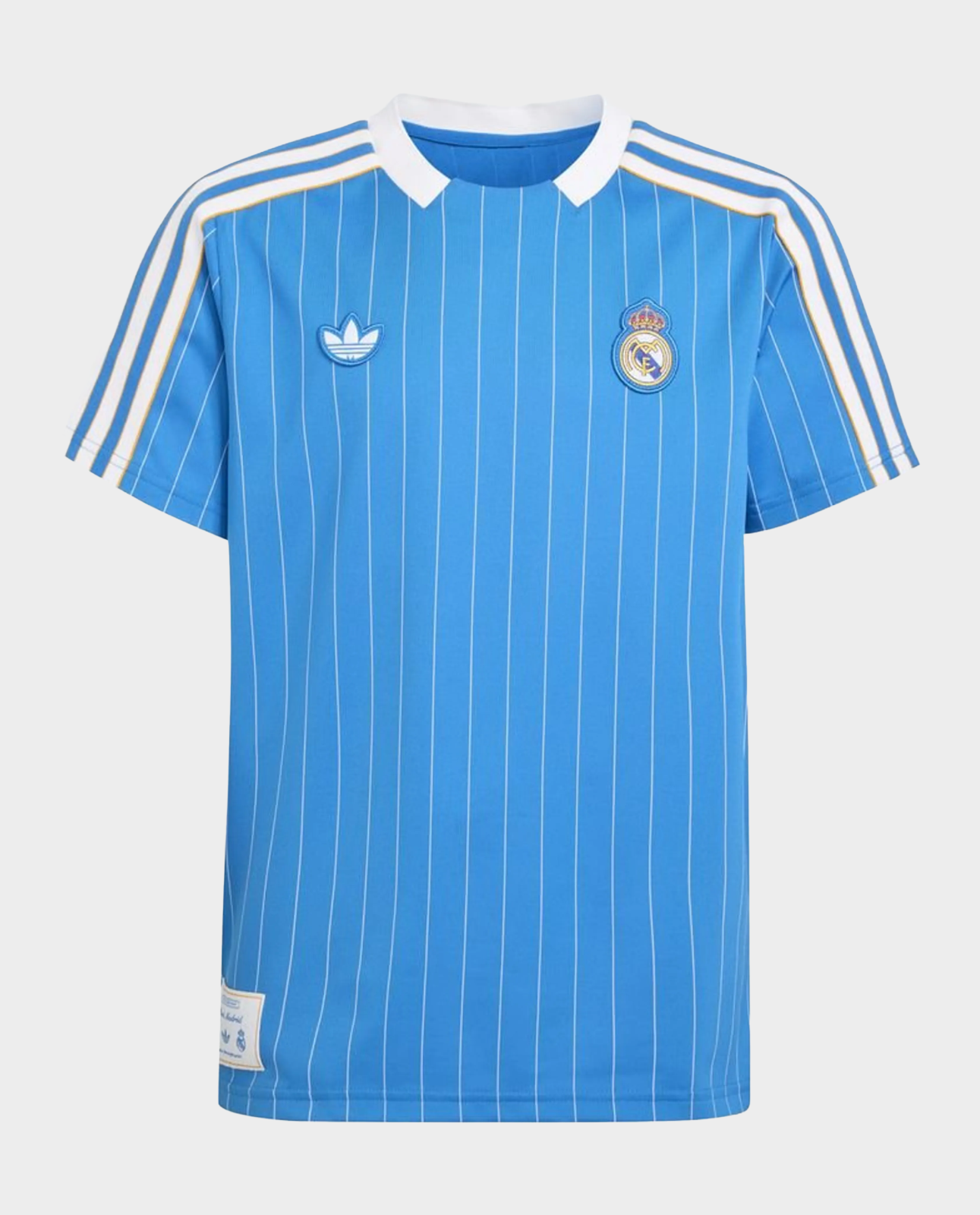 Real Madrid terrace icon player version jersey in blue with striped design and embroidered logo