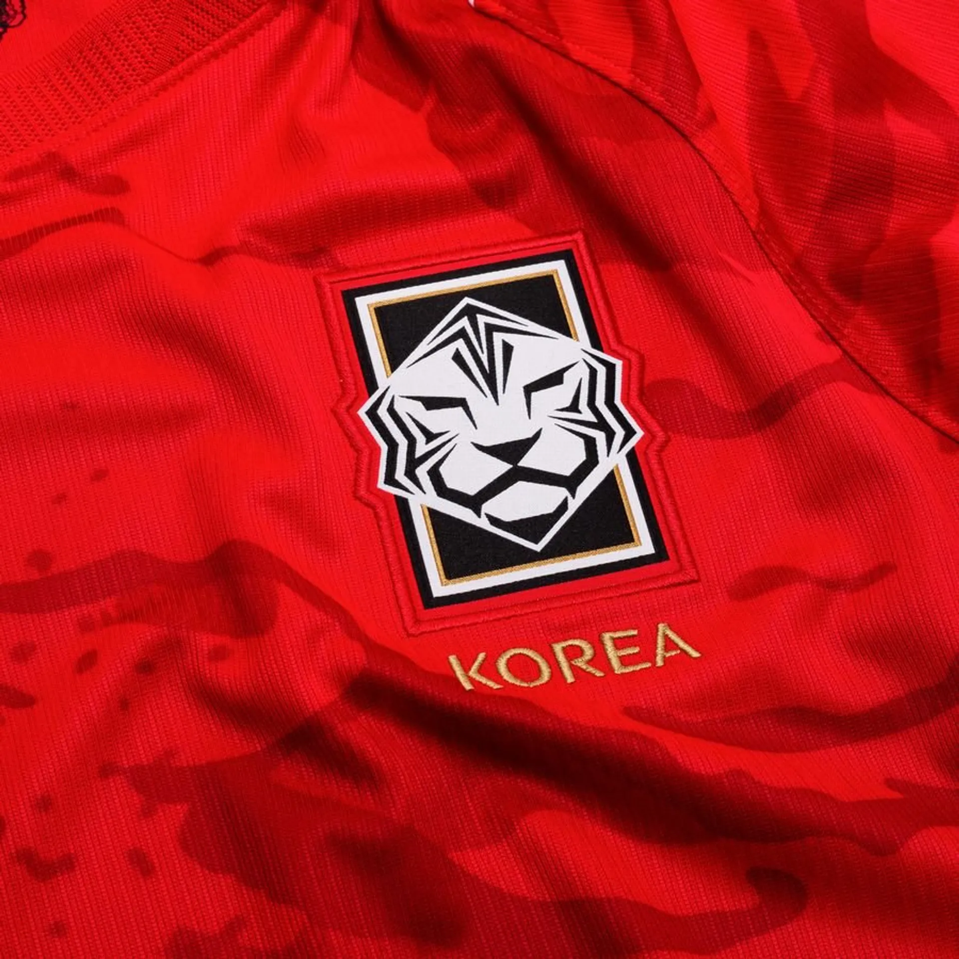 South Korea Home FIFA World Cup Jersey 2026 featuring the iconic lion emblem and vibrant red design