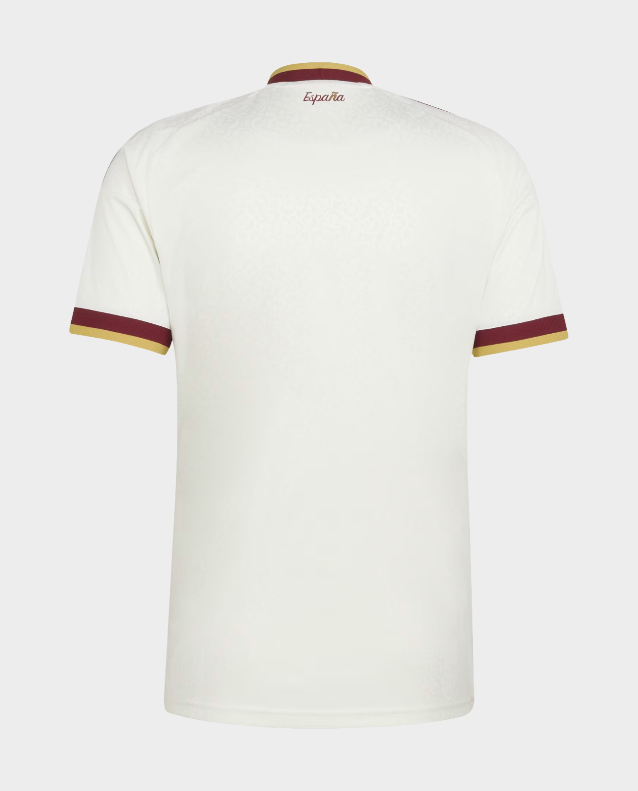 Spain Away FIFA World Cup Jersey 2026 with a classic white design and maroon accents at the collar and sleeves.