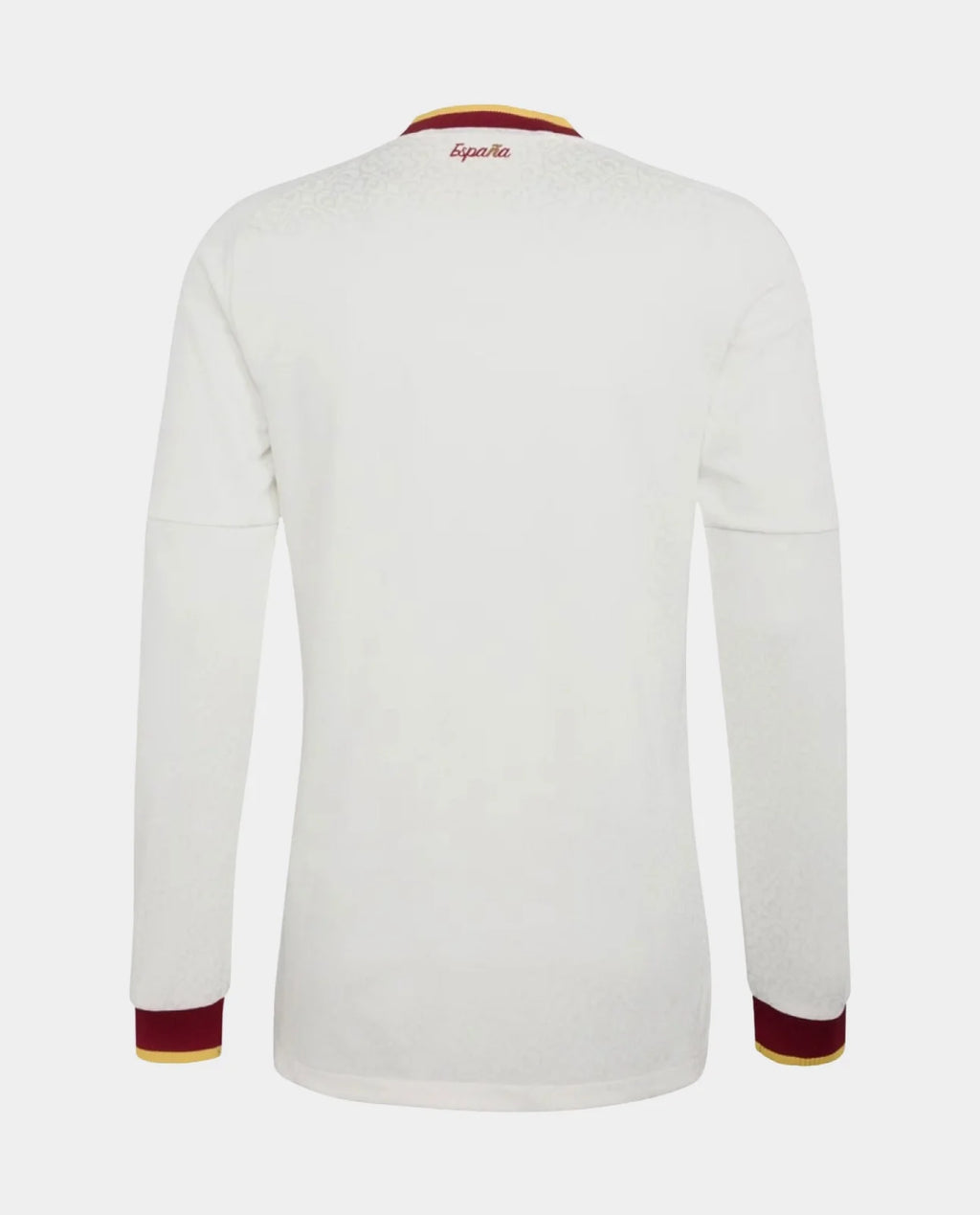 Spain Away Full Sleeves FIFA WC Jersey 2026 in white with maroon accents from Hoop Store