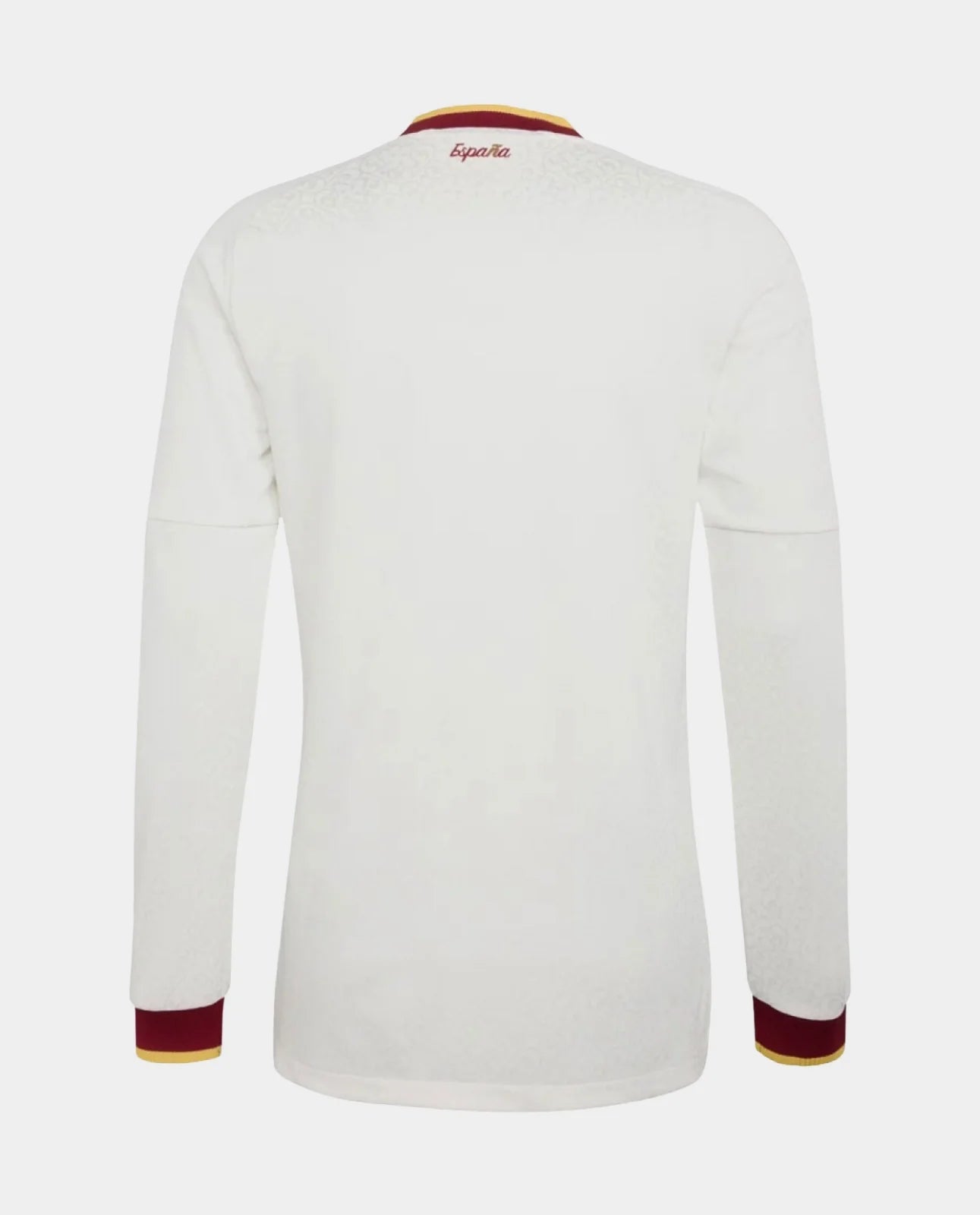 Spain Away Full Sleeves FIFA WC Jersey 2026 in white with maroon accents from Hoop Store