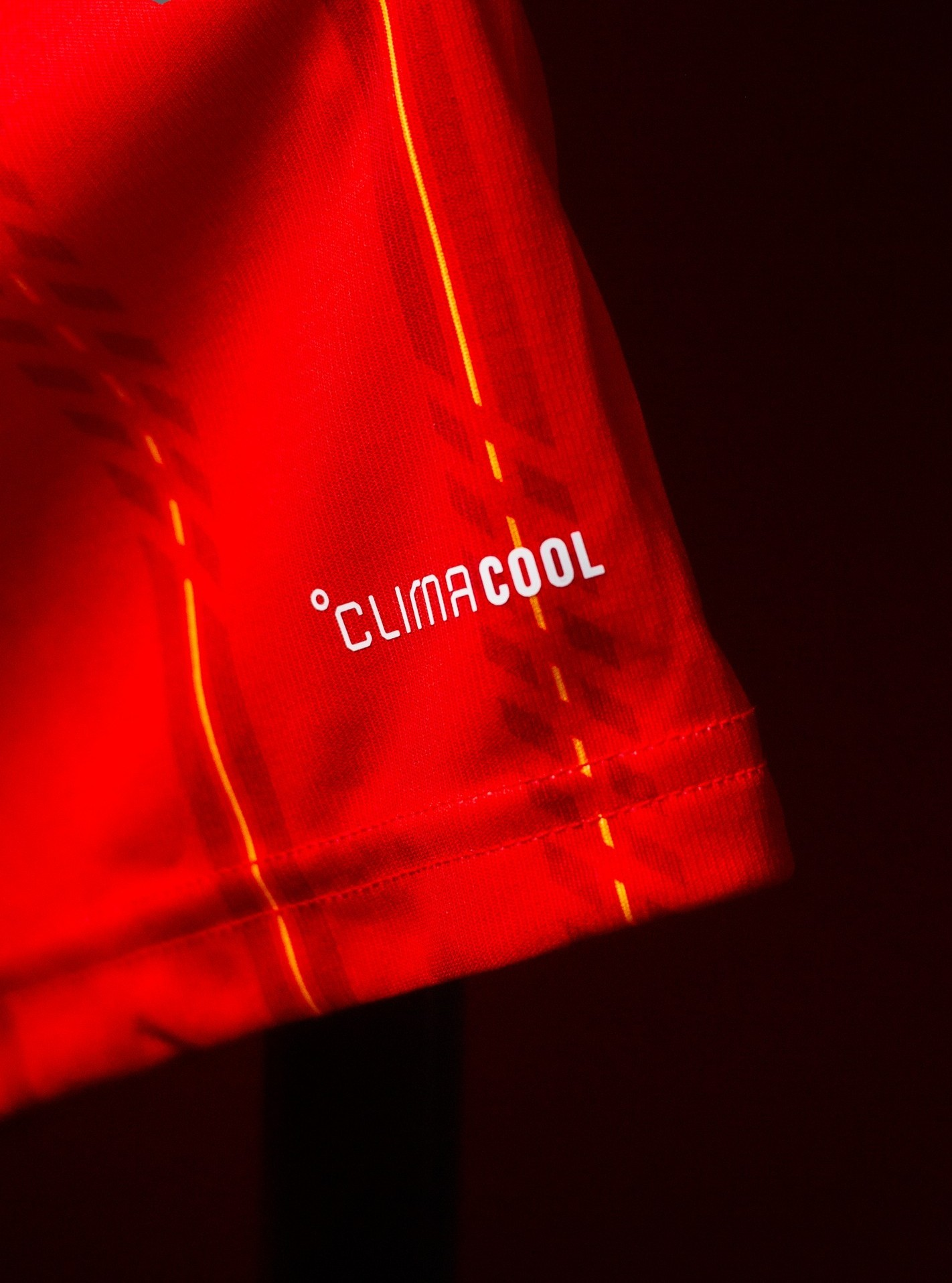 Close-up of Spain FIFA World Cup 2026 jersey showcasing ClimaCool technology for comfort and breathability
